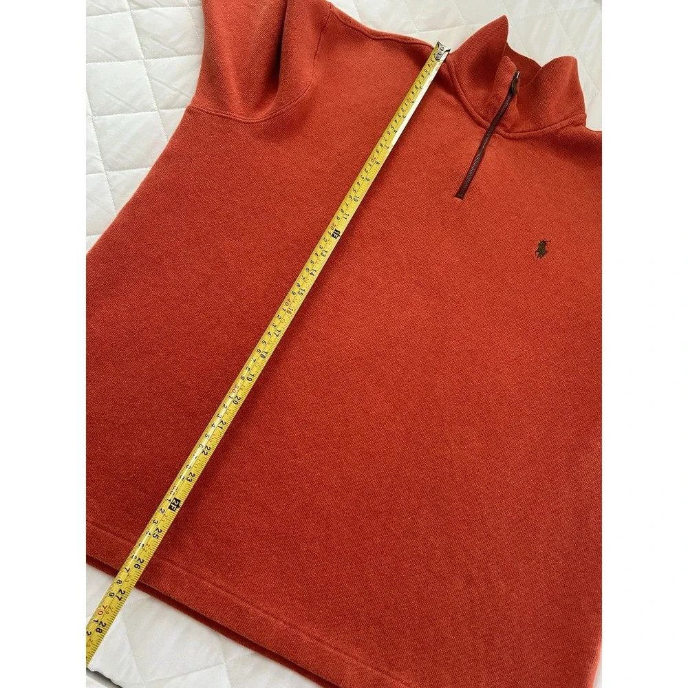 Polo Ralph Lauren Mens XL 1/4 Zip Pullover Sweater Orange Mock Neck Classic Logo